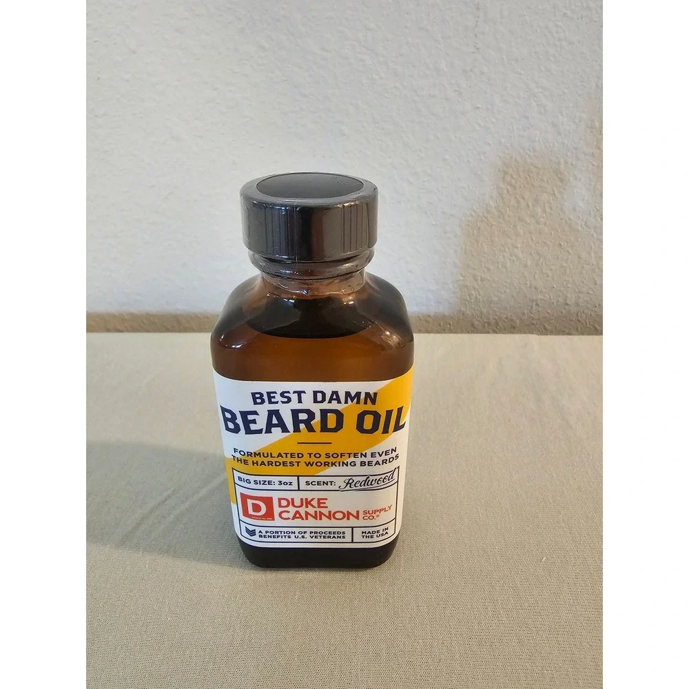 Duke Cannon Best Damn Beard Oil Redwood Scent 3oz Mens Facial Hair Care New